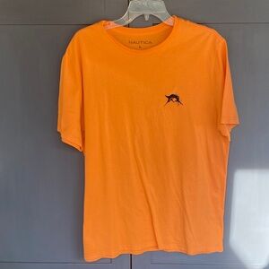 Nautica Men's Bright Orange Short Sleeve Tee large